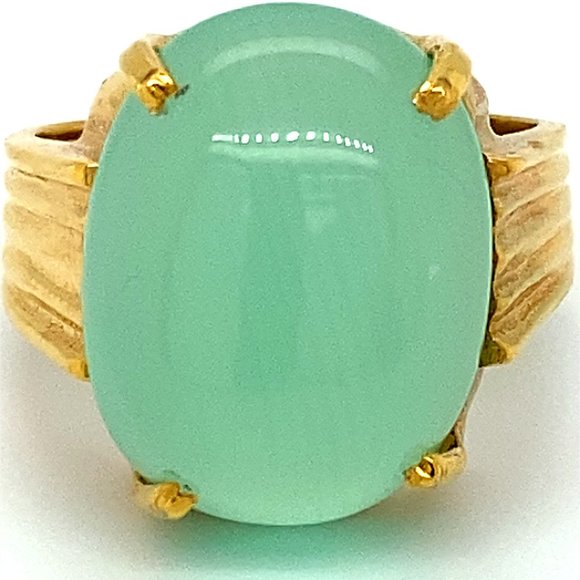 Cats Eye Green Calcite 18.75ct Solid 18K Gold Ring - Picture 7 of 7